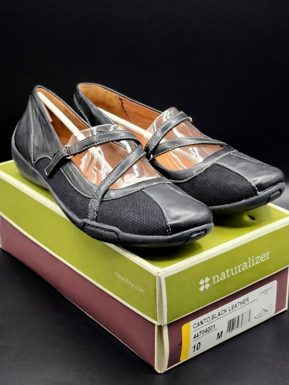 Naturalizer Canto Black Leather Mary Jane Flats Size 10 Comfort Shoes